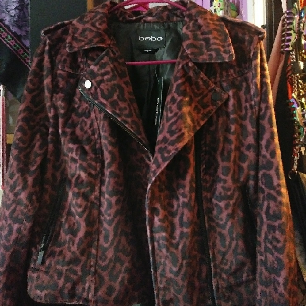 NWT Bebe burgundy leopard moto - Picture 2 of 5